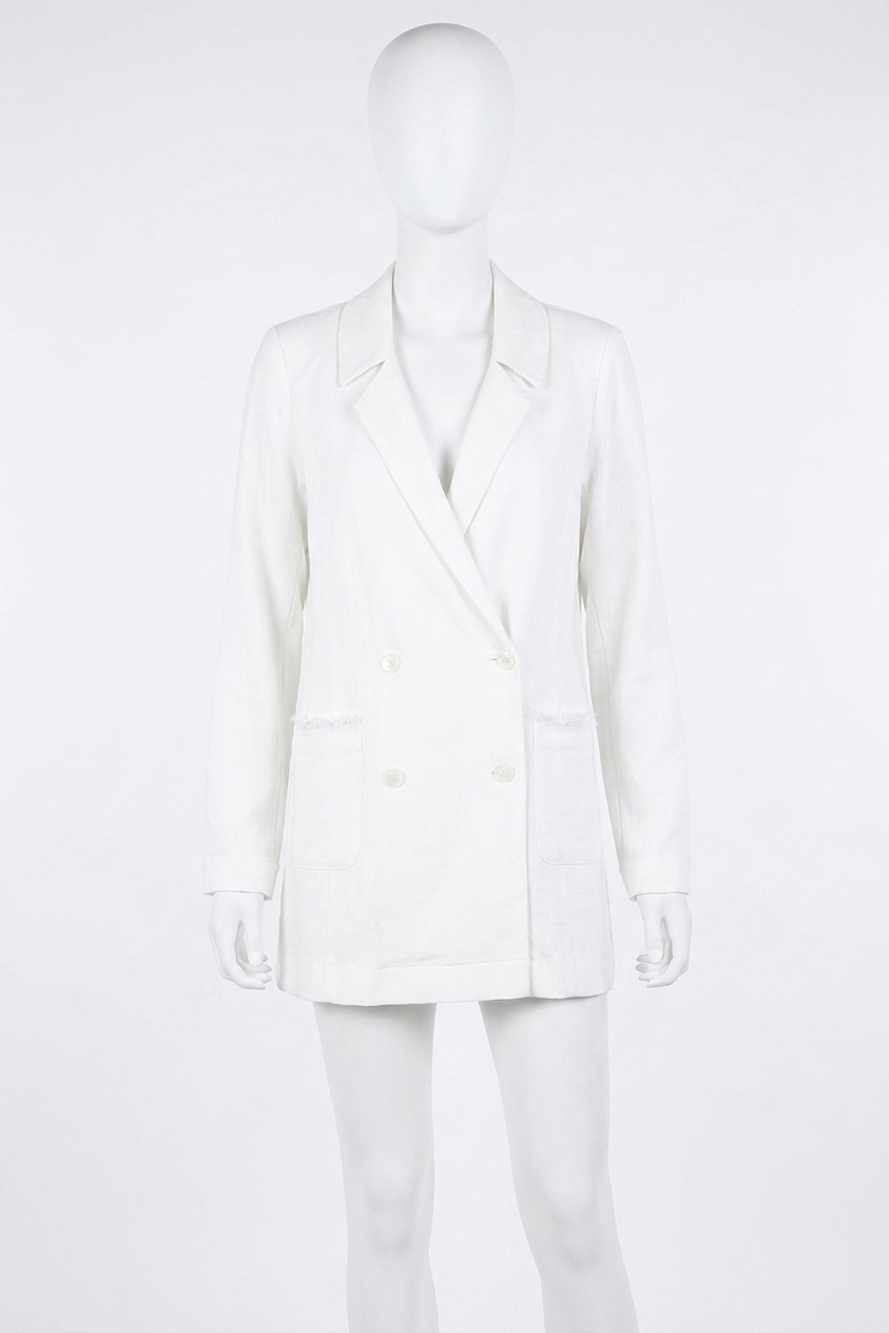 NEW SHOW ME YOUR MUMU escape blazer romper in white linen